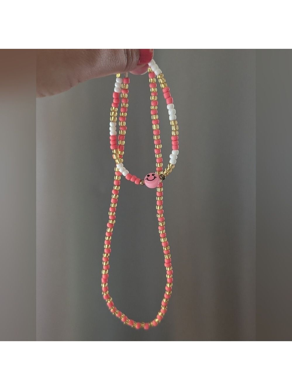 Pink And Gold Necklace And Bracelet Set